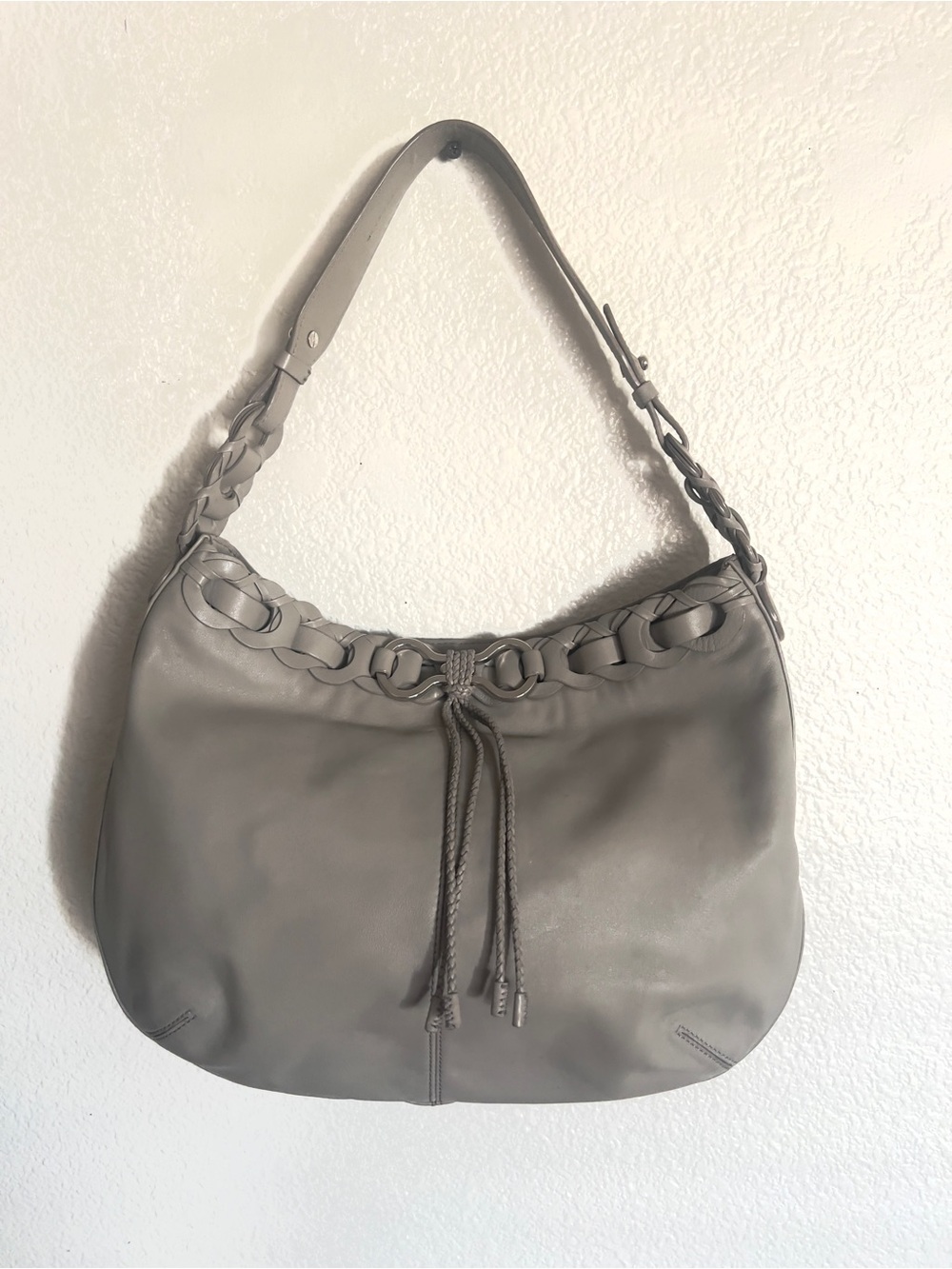 Gray Braided-Trim Hobo Bag - Women's Shoulder Bag